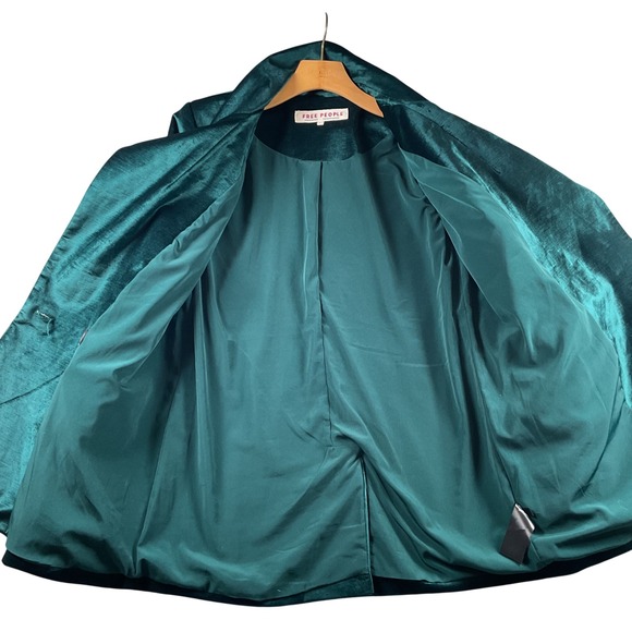 Free People Velvet Ashby Jacket Emerald Green Double Breasted Size L Women's - Picture 4 of 10